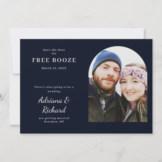 Save The Date Boissons Gratuites Drôle Mariage Photo Enregistrer (Devant)