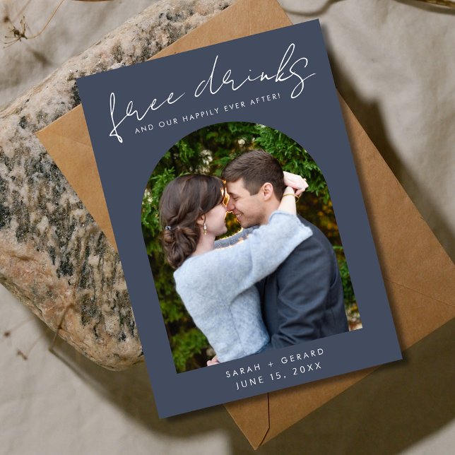 Save The Date Boissons gratuites Mariage photo unique (Modern Photo Funny Wedding Save The Date)