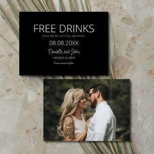 Save The Date Boissons Gratuites Photo Noir Blanc Mariage