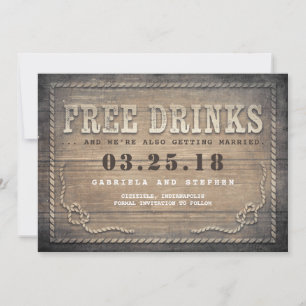 Save The Date Boissons gratuites Rustic Wood Funny Enregistrer