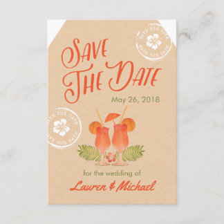 Save The Date Boissons tropicales Destination Mariage Enregistre