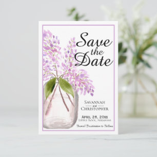 Save The Date Boîtier rustique en aquarelle de Lilac Fleurs Mari