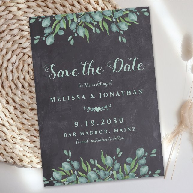 Save The Date Boîtier Rustique Mariage Eucalyptus Vert (Créateur téléchargé)