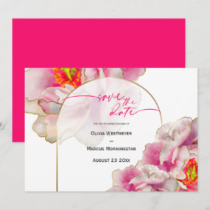 Save the Date   Bold Beautiful Scarlet Peony  Invi Invitation