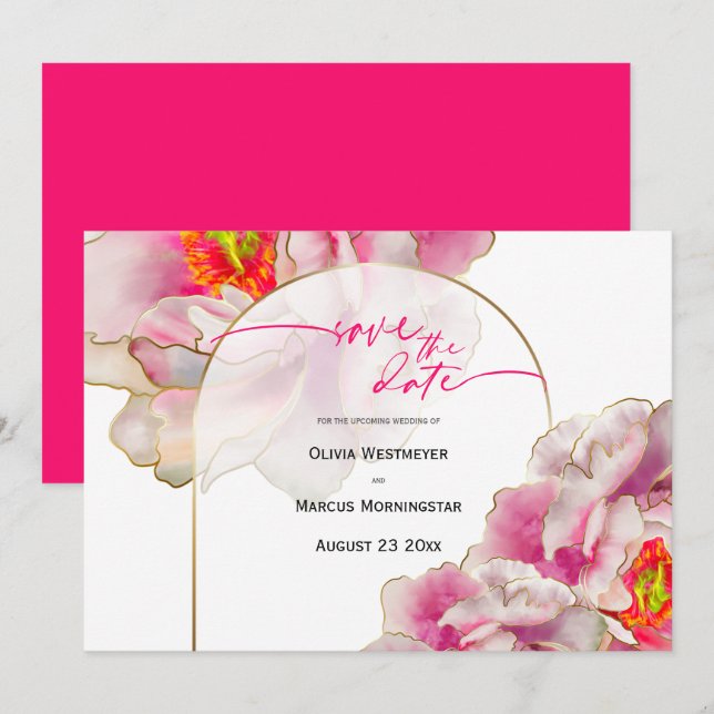 Save the Date | Bold Beautiful Scarlet Peony  Invi Invitation (Front/Back)