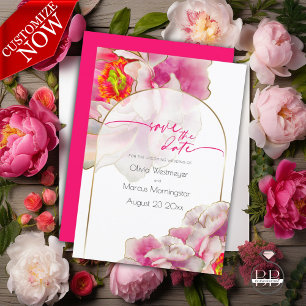 Save the Date Bold Beautiful Scarlet Peony Invitation