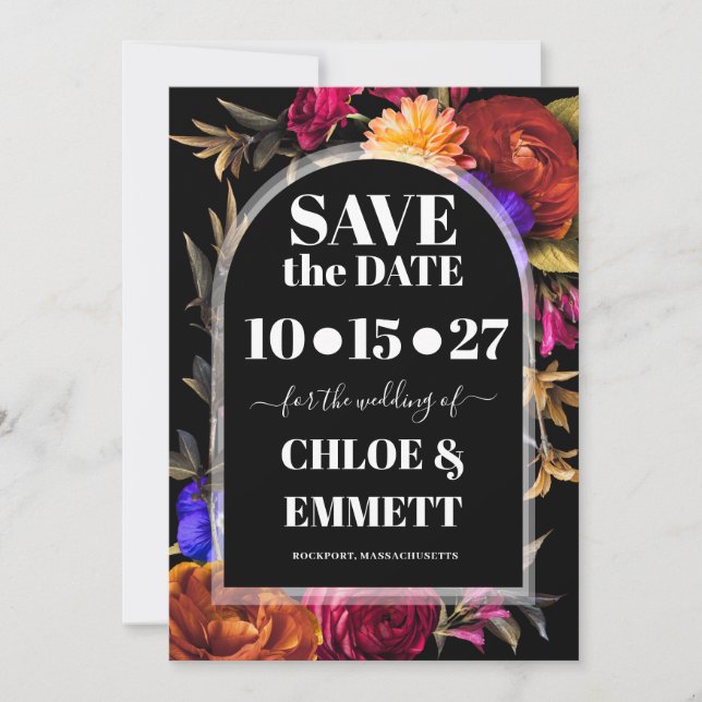 Save The Date Bold Boho tendance automne floral (Devant)