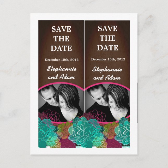 Save the Date Book Mark Favours Neon Spring Floral Announcement Postcard (Front)