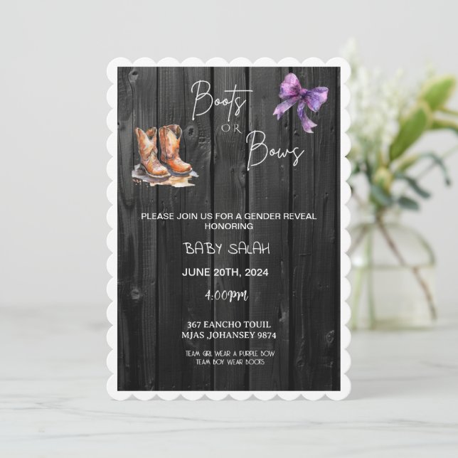 Save The Date Boots ou Bows ? Seul le bébé sait ! (Debout devant)