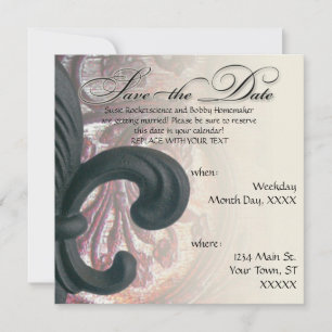 Save The Date bordeaux/sable "fleur de lis en fer" SAUVER LA DAT