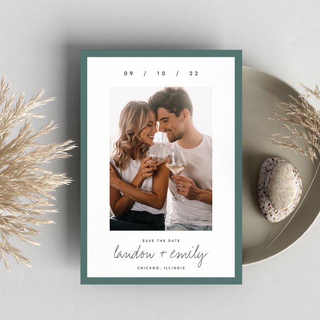 Save The Date Bordure classique | Photo verticale simple et élég (Créateur téléchargé)