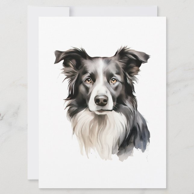 Save The Date Bordure Collie art Bordure Collie imprimé Bordure  (Devant)