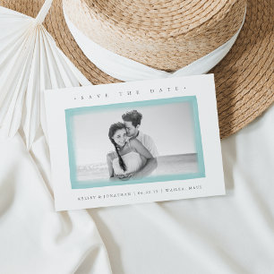 Save The Date Bordure d'aquarelle Aqua   Photo Enregistrer la da