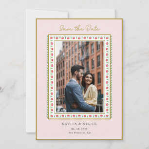 Save The Date Bordure de fleur d'aquarelle Photo Enregistrer la 