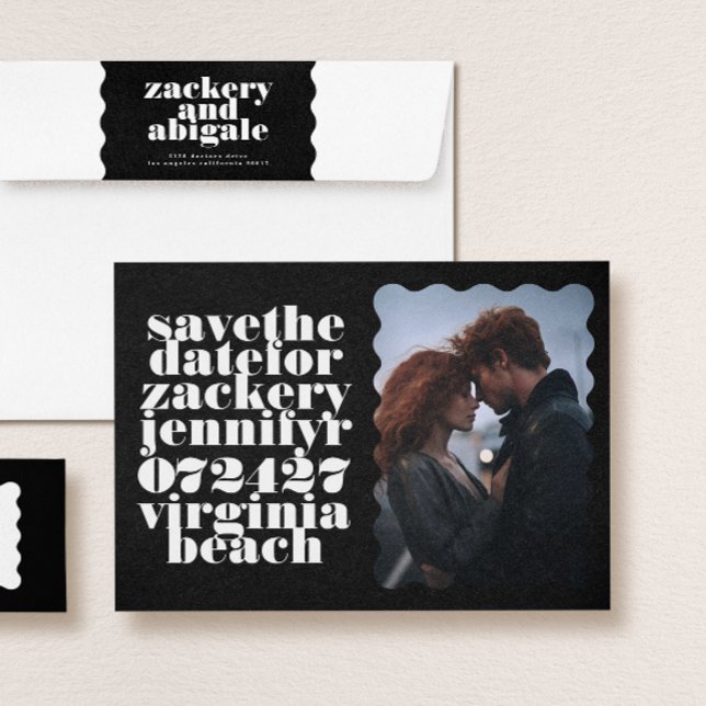 Save The Date Bordure en gras noir noir noir noir QR Code photo (Créateur téléchargé)