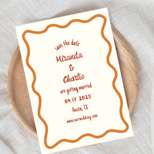 Save The Date Bordure minimale Whimsical Wavy les années 70 manu