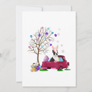 Save The Date Boston terrier Chasse Oeufs Arbre Camion vintage P