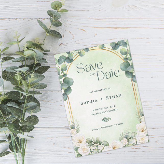 Save The Date Botanical Eucalyptus Sage Green Garden Wedding (Botanical Eucalyptus Sage Green Garden Wedding Save The Date)