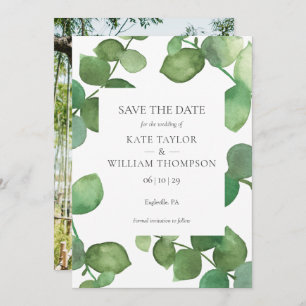 Save The Date Botanical Greenery Feuilles Photo Enregistrer la d