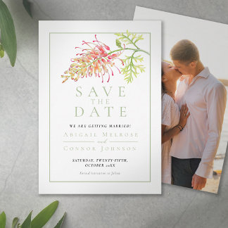 Save The Date Botanical Grevillea Floral Photo 
