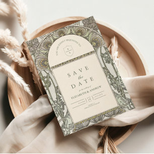 Save The Date Botanique Blush Arch Art Nouveau mariage