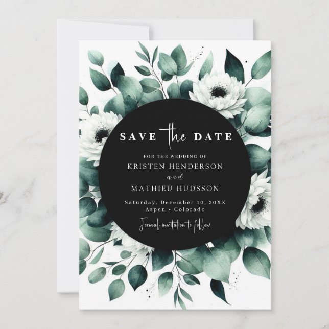 Save The Date Botanique Chic Eucalyptus Mariage numérique (Devant)