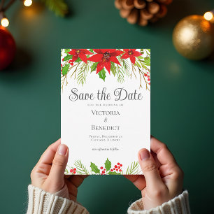 Save The Date Botanique de Noël Rouge Vert Festif