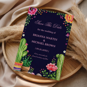 Save The Date Botanique Désertique Romantique Mexicaine Colorée