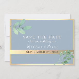 Save The Date Botanique Dusty Blue Wedding Enregistrer La Date