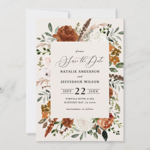 Save The Date botanique naturel rustique élégant mariage moderne