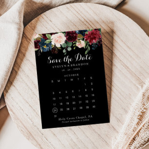 Save The Date Botanique noire rustique Enregistrer le calendrier