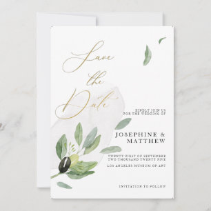Save The Date Botanique Olive Branch Élégante calligraphie