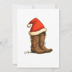 Save The Date Botte Cowboy Noël Occidental Santa Hat