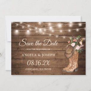 Save The Date Botte rustique Mariage à cordes florales