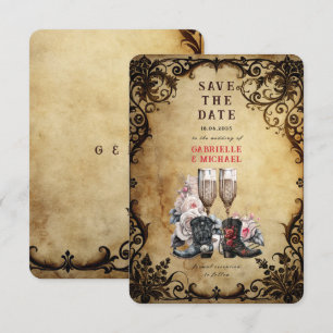 Save The Date Bottes de cow-boy gothiques occidentales vintage e