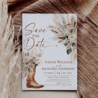 Save The Date Bottes de cowgirl rustiques occidentales boho Enre