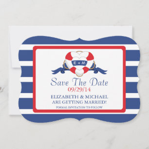 Save The Date Bouée Coeur Nautique Moderne Enregistrer La Date