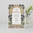 Save the Date Bougainvillea Navy Blue Gold Wedding