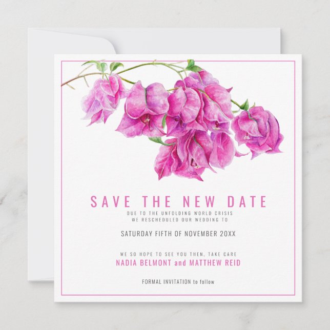 Save The Date Bougainvilliers roses enregistrer le nouveau maria (Devant)