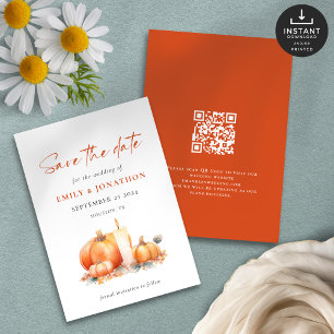 Save The Date Bougie Citrouille Orange en terre cuite Mariage de