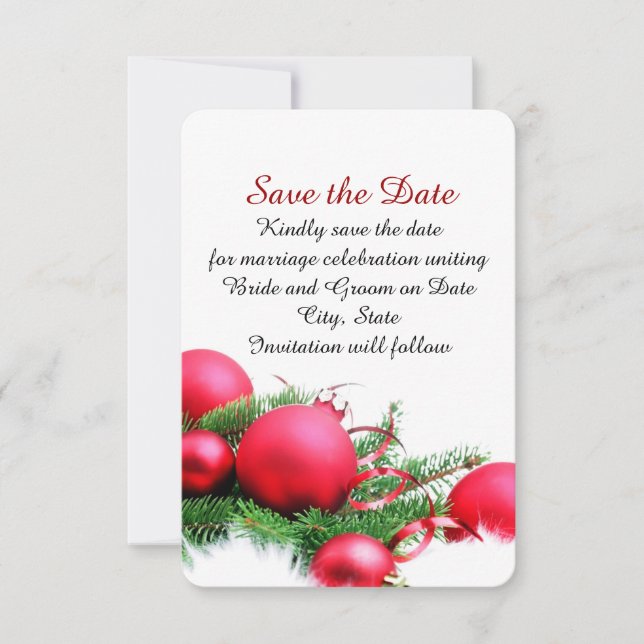 Save The Date Boules de Noël rouges Sauvez la date (Devant)