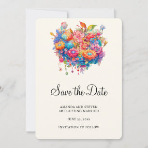 Save The Date Bouquet de fleurs d'été Boho lunaire