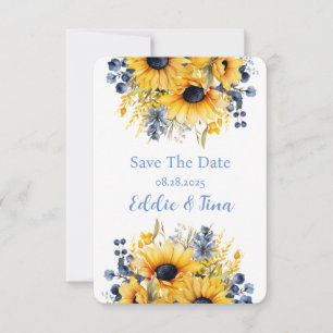 Save The Date Bouquet de Mariage Blue Yellow Peony