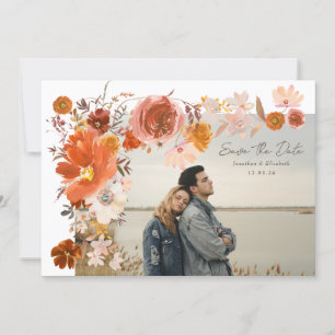 Save The Date Bouquet de Mariage de cadre Floral Orange Blanc