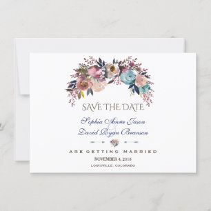 Save The Date Bouquet De Rose Misty Bleu Dusty Enregistrer La Da