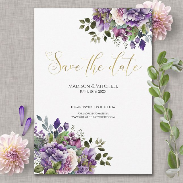 Save The Date Bouquet d'or violet violet violet (Créateur téléchargé)