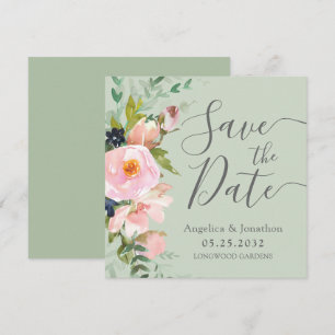 Save The Date Bouquet floral rose vif Sage vert Enregistrer la d