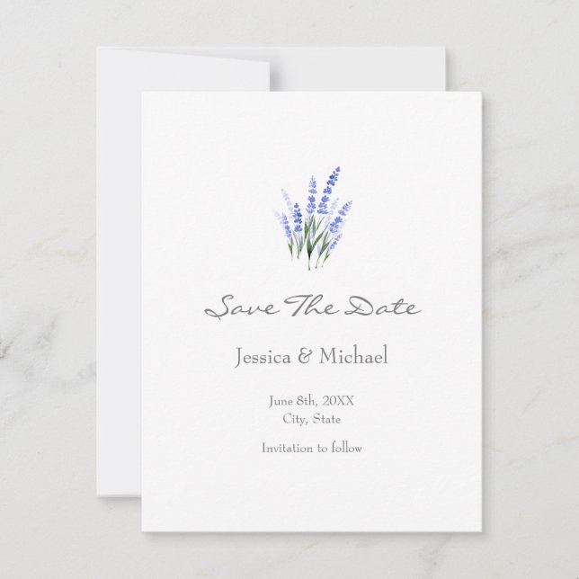 Save The Date Bouquet Lavande Aquarelle Enregistrer La Date (Devant)