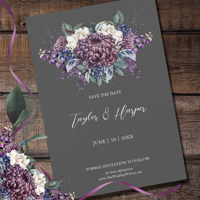Save The Date Bouquet Mariage de goth esthétique foncé (Créateur téléchargé)