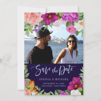 Save The Date Bouquets rose violet riches en fleurs Mariage phot